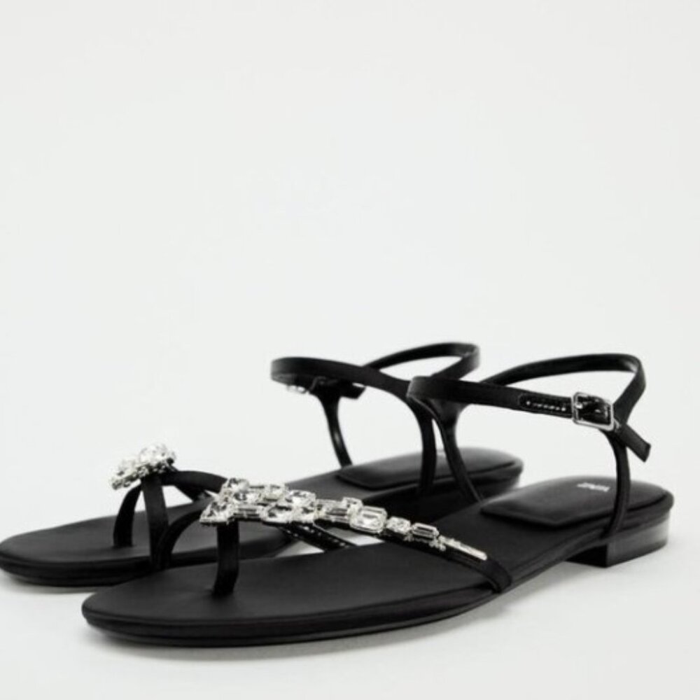 ZARA- Black Gem Embellished Sandal